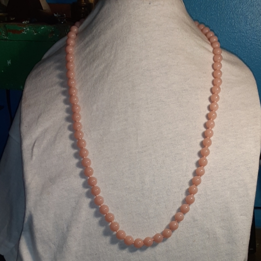 Vintage Trifari  Pastel  Pink  Bead Necklace